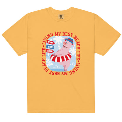 Masha and the Bear Friends Beach Life Unisex garment-dyed heavyweight t-shirt Mustard T-SHIRT