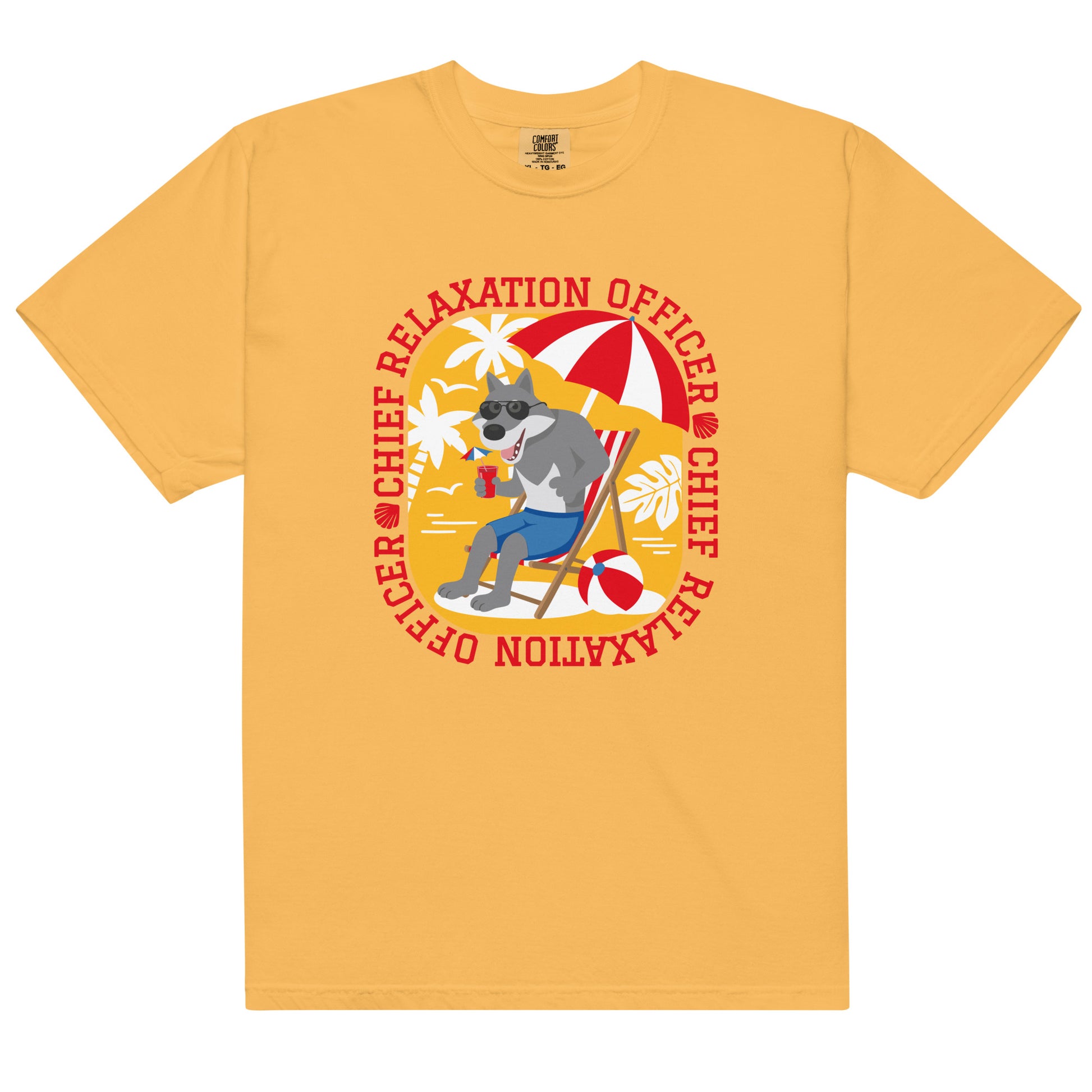 Masha and the Bear Friends Chief Relaxation Officer Unisex garment-dyed heavyweight t-shirt Mustard T-SHIRT