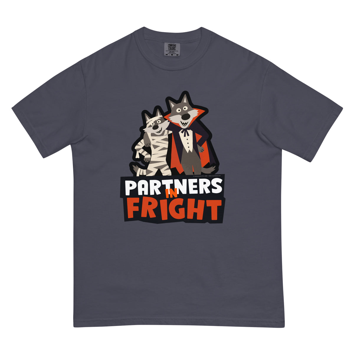 Masha and the Bear Friends Partners in Fright Unisex garment-dyed heavyweight t-shirt Navy T-SHIRT