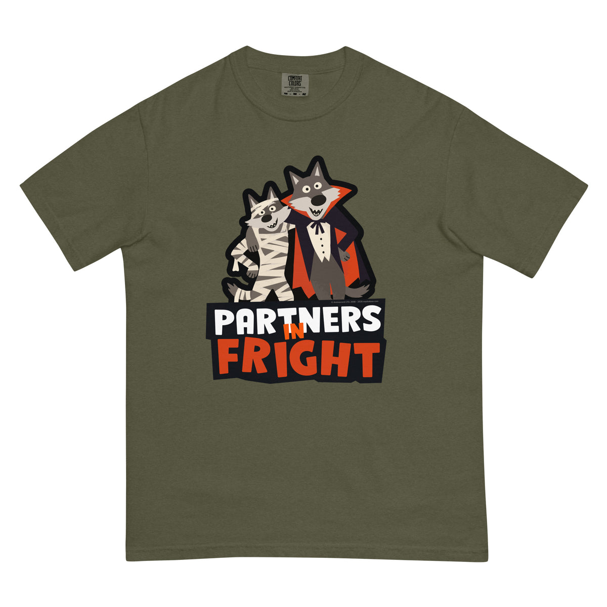 Masha and the Bear Friends Partners in Fright Unisex garment-dyed heavyweight t-shirt Sage T-SHIRT