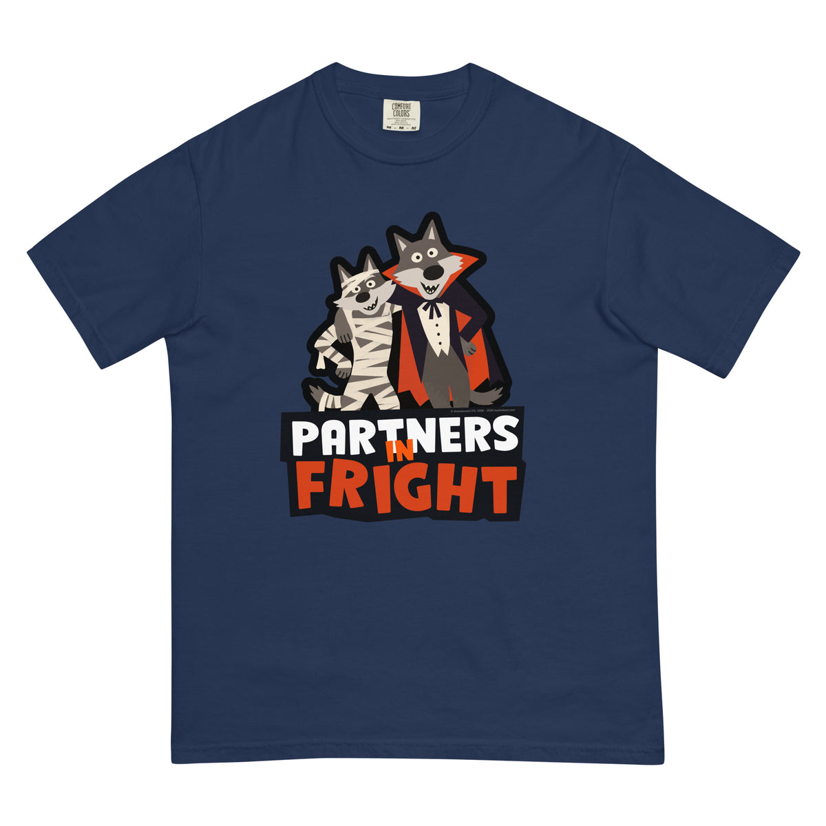 Masha and the Bear Friends Partners in Fright Unisex garment-dyed heavyweight t-shirt True Navy T-SHIRT