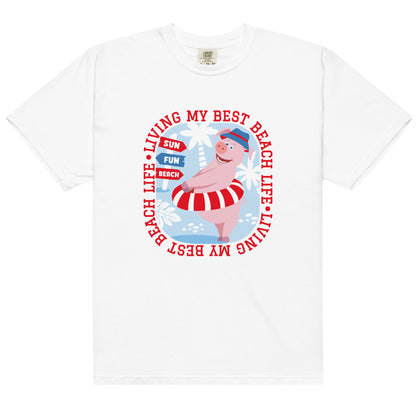 Masha and the Bear Friends Beach Life Unisex garment-dyed heavyweight t-shirt White T-SHIRT