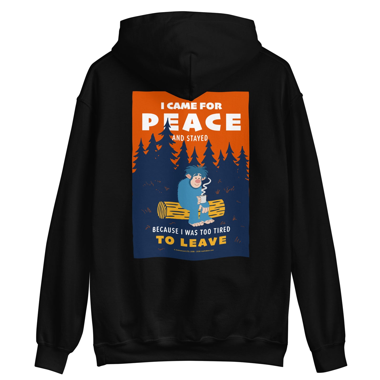 Masha and the Bear Friends I Came for Peace Unisex Hoodie with Back Print T-SHIRT
