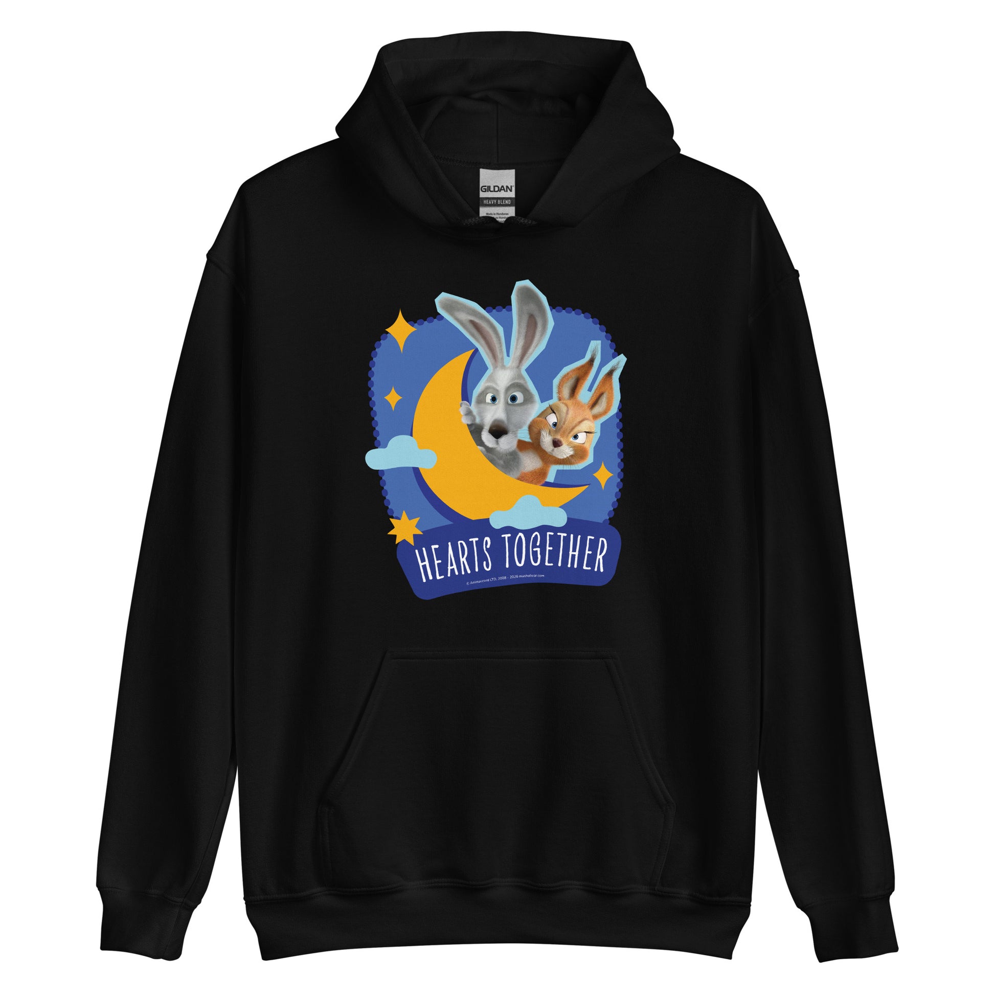 Masha and the Bear Friends Hearts Together Unisex Hoodie Black T-SHIRT