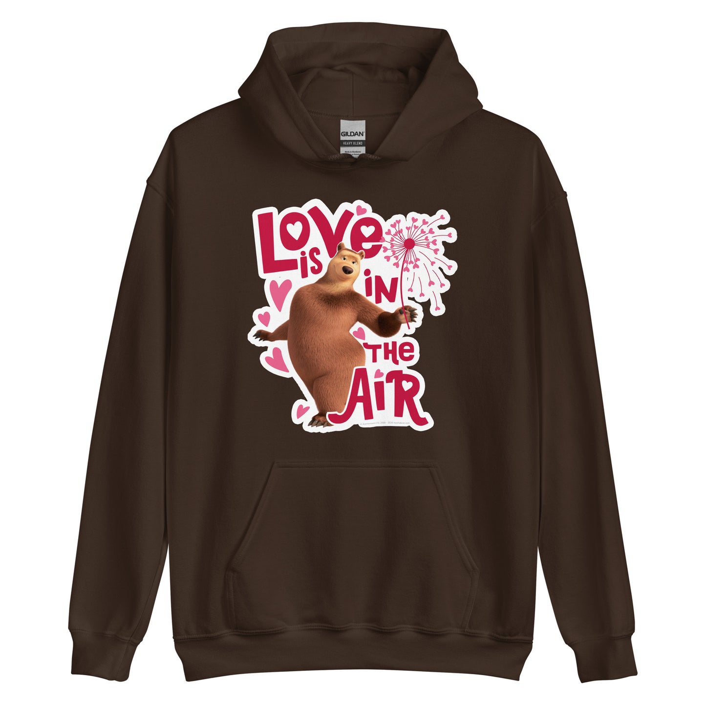 Masha and the Bear Friends Love Is In The Air Unisex Hoodie Dark Chocolate T-SHIRT