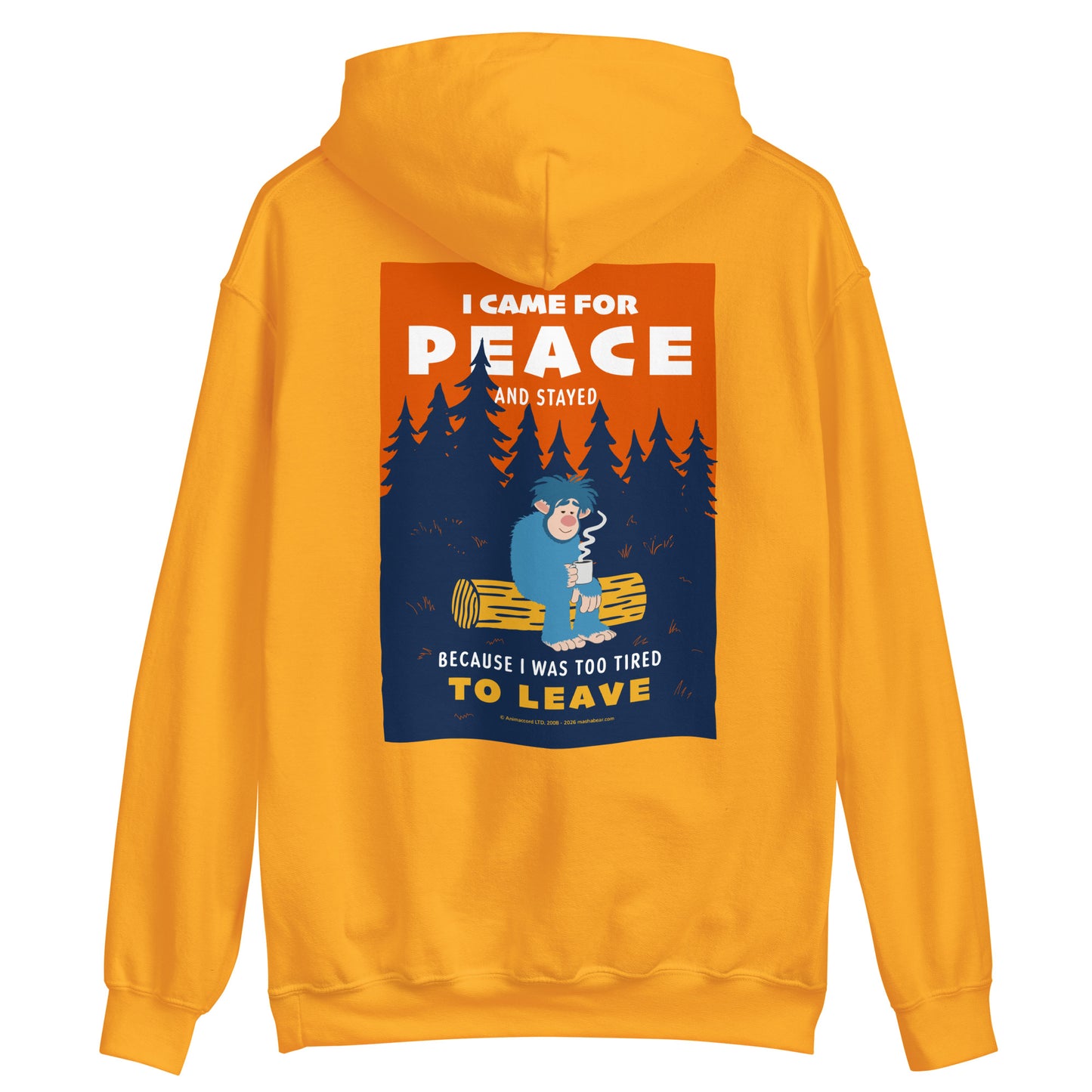 Masha and the Bear Friends I Came for Peace Unisex Hoodie with Back Print T-SHIRT