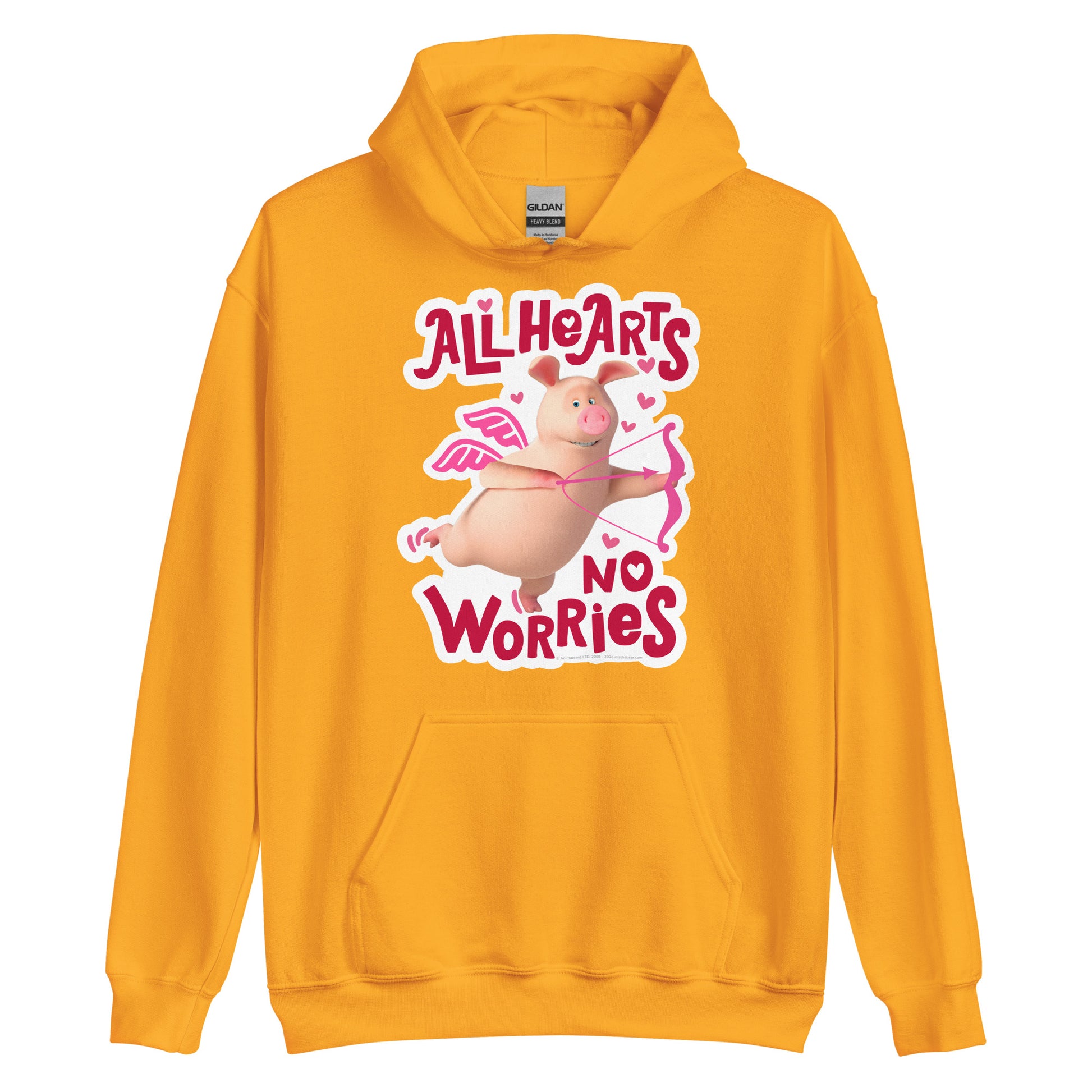 Masha and the Bear Friends No Worries Unisex Hoodie Gold T-SHIRT