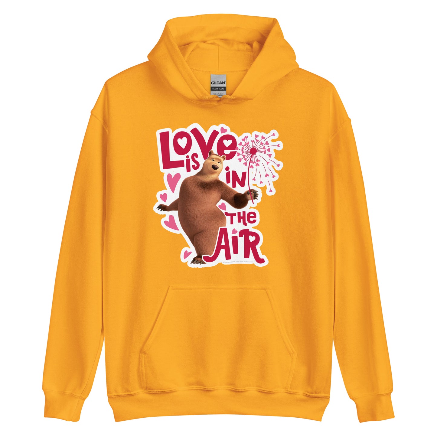 Masha and the Bear Friends Love Is In The Air Unisex Hoodie Gold T-SHIRT