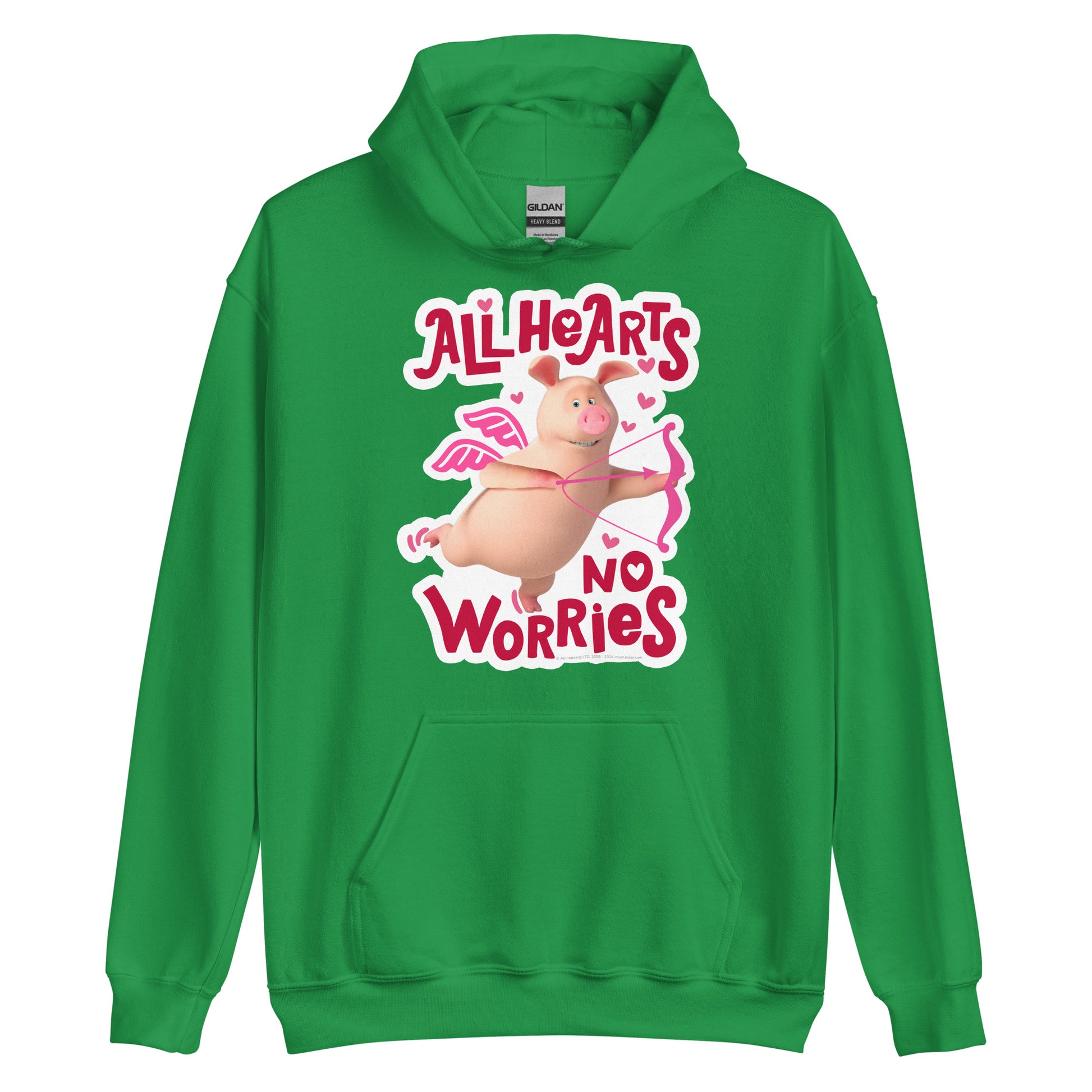 Masha and the Bear Friends No Worries Unisex Hoodie Irish Green T-SHIRT