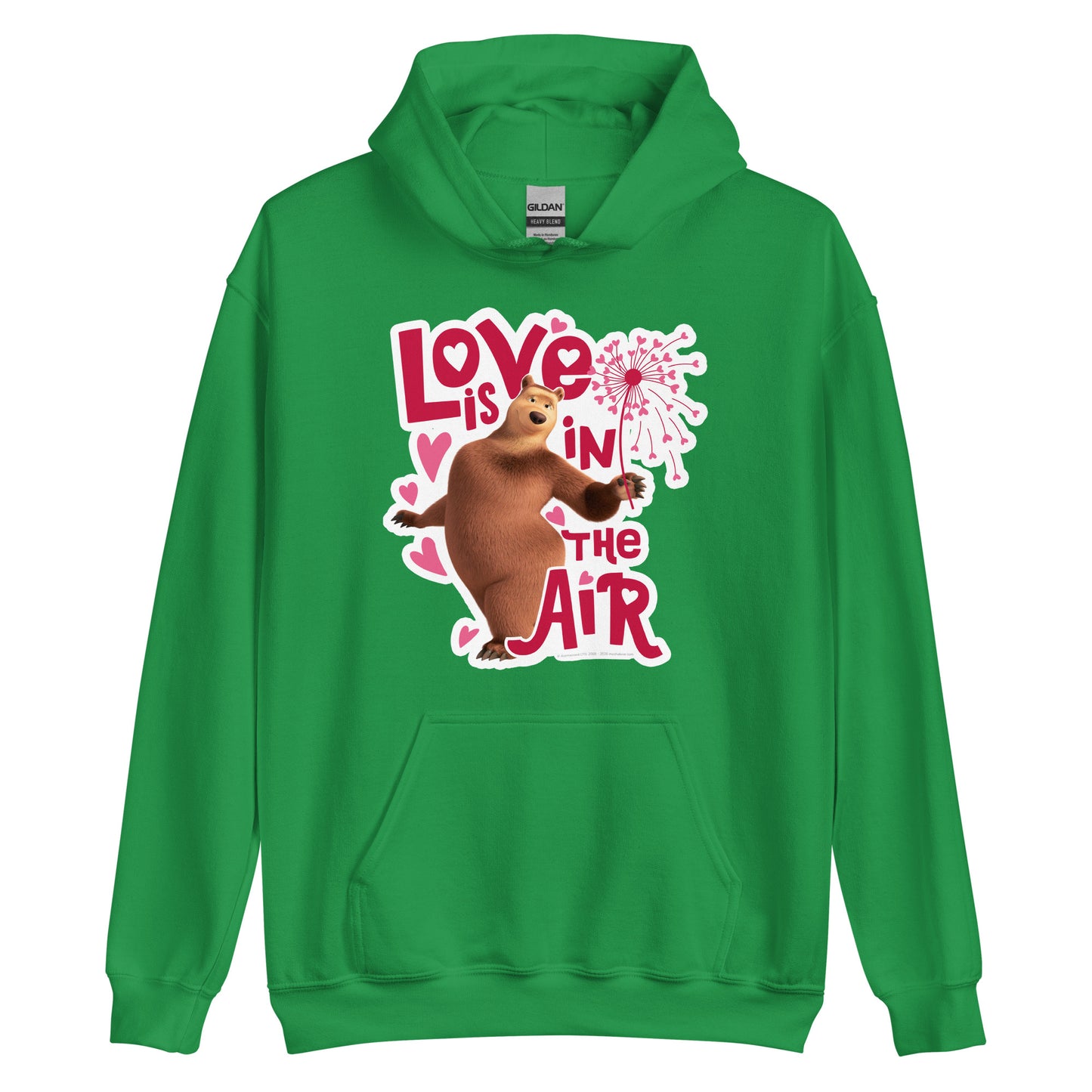 Masha and the Bear Friends Love Is In The Air Unisex Hoodie Irish Green T-SHIRT