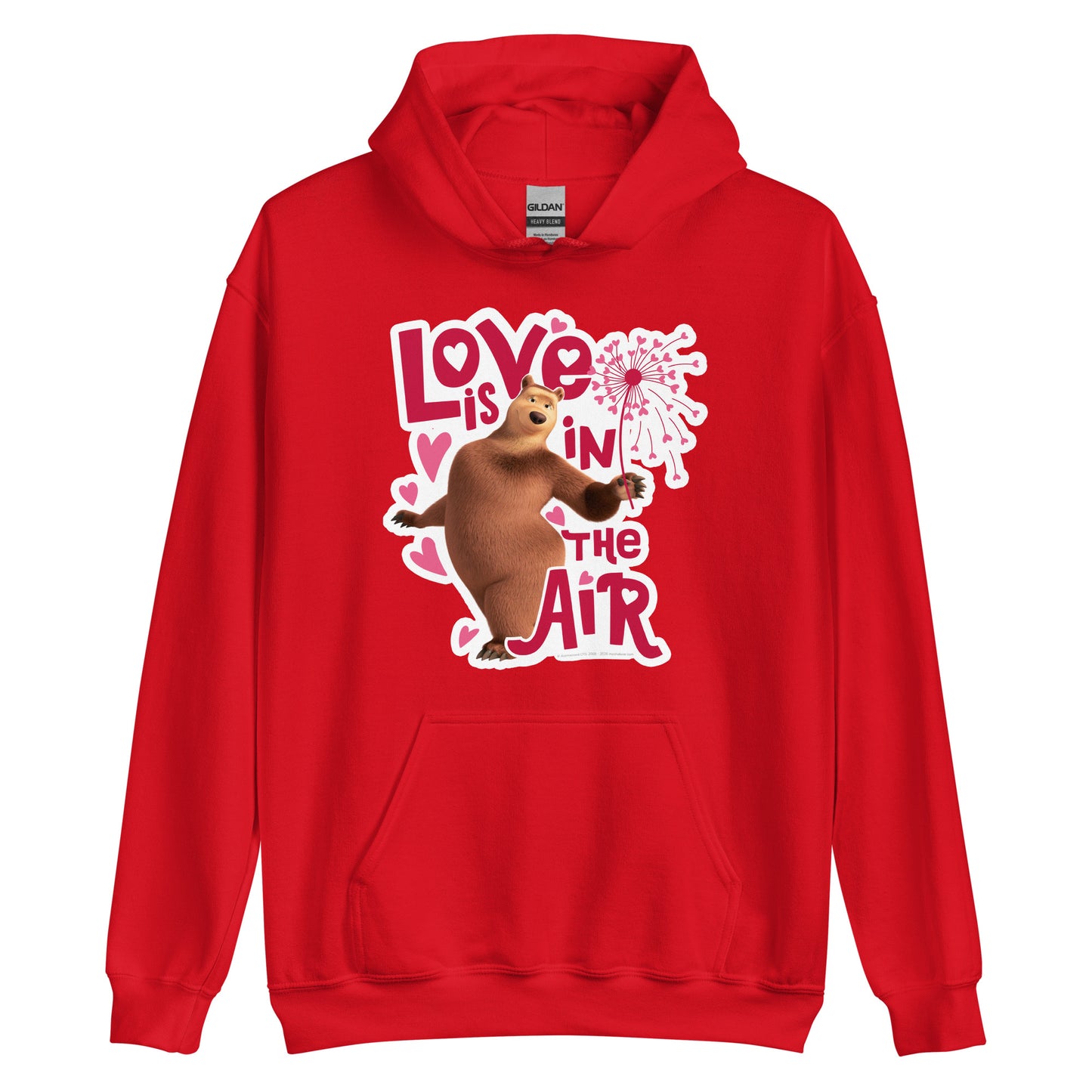 Masha and the Bear Friends Love Is In The Air Unisex Hoodie Red T-SHIRT