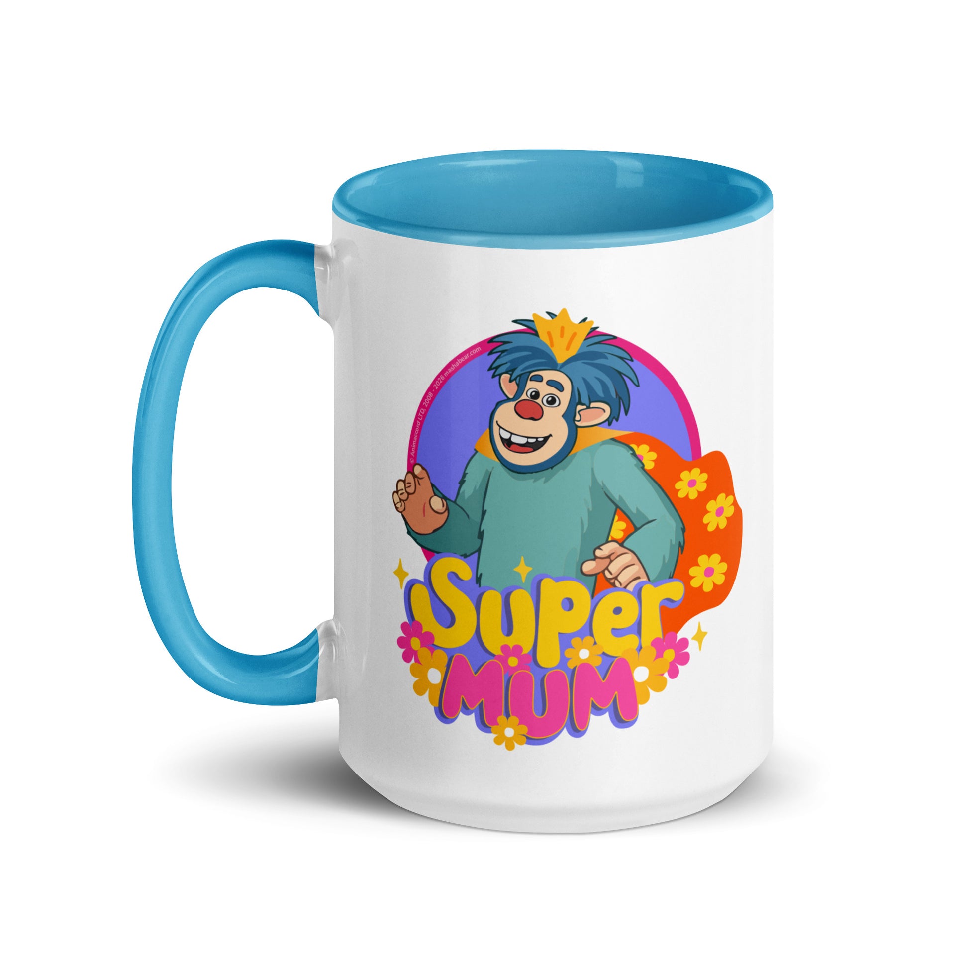 Masha and the Bear Friends Super Mum Mug with Color Inside Blue 15 oz MUG