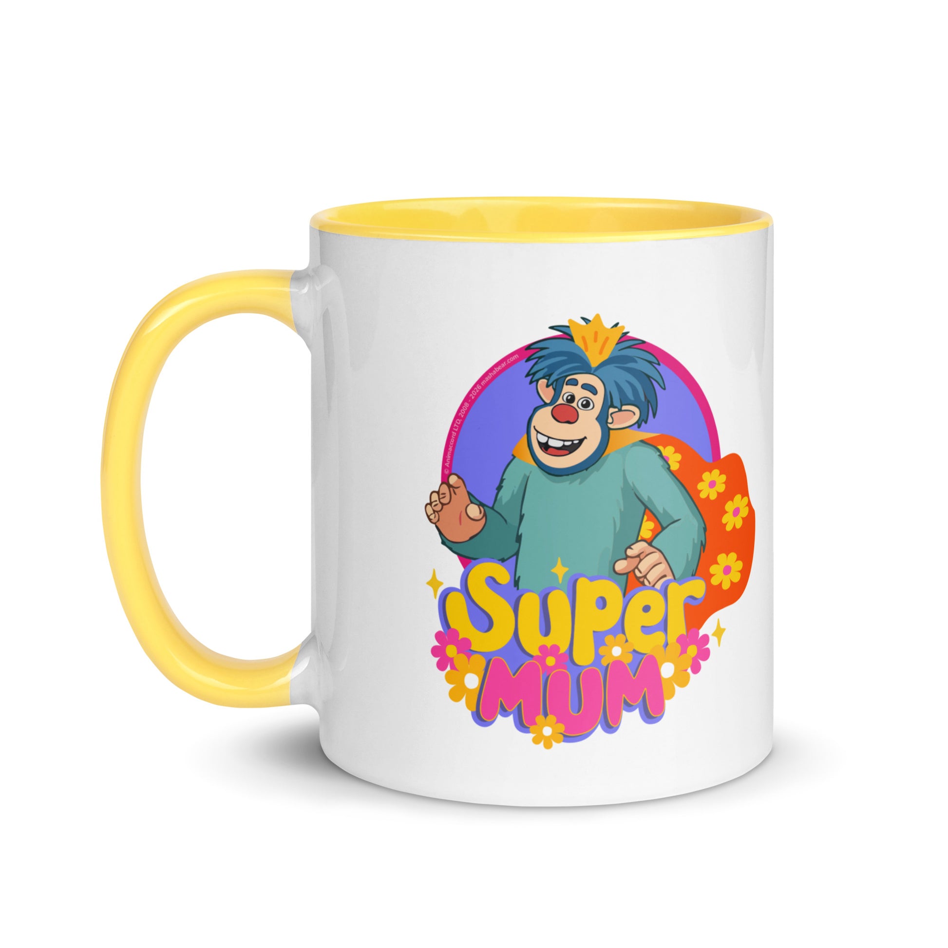 Masha and the Bear Friends Super Mum Mug with Color Inside Yellow 11 oz MUG