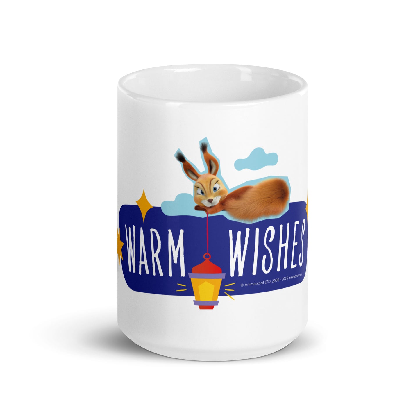 Masha and the Bear Friends Warm Wishes White glossy mug 15 oz MUG