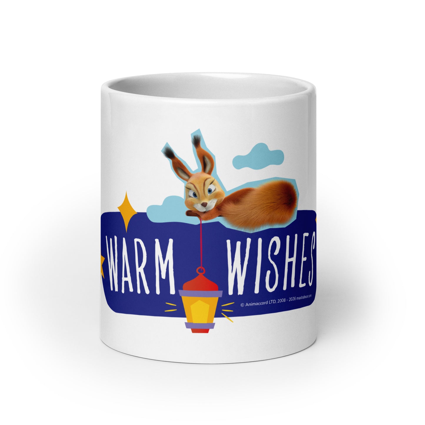 Masha and the Bear Friends Warm Wishes White glossy mug 20 oz MUG