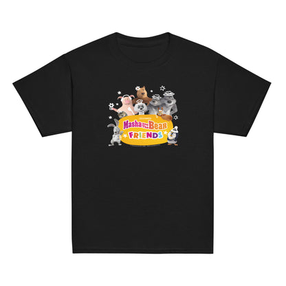 Masha and the Bear Friends Group Photo Youth classic tee Black T-SHIRT
