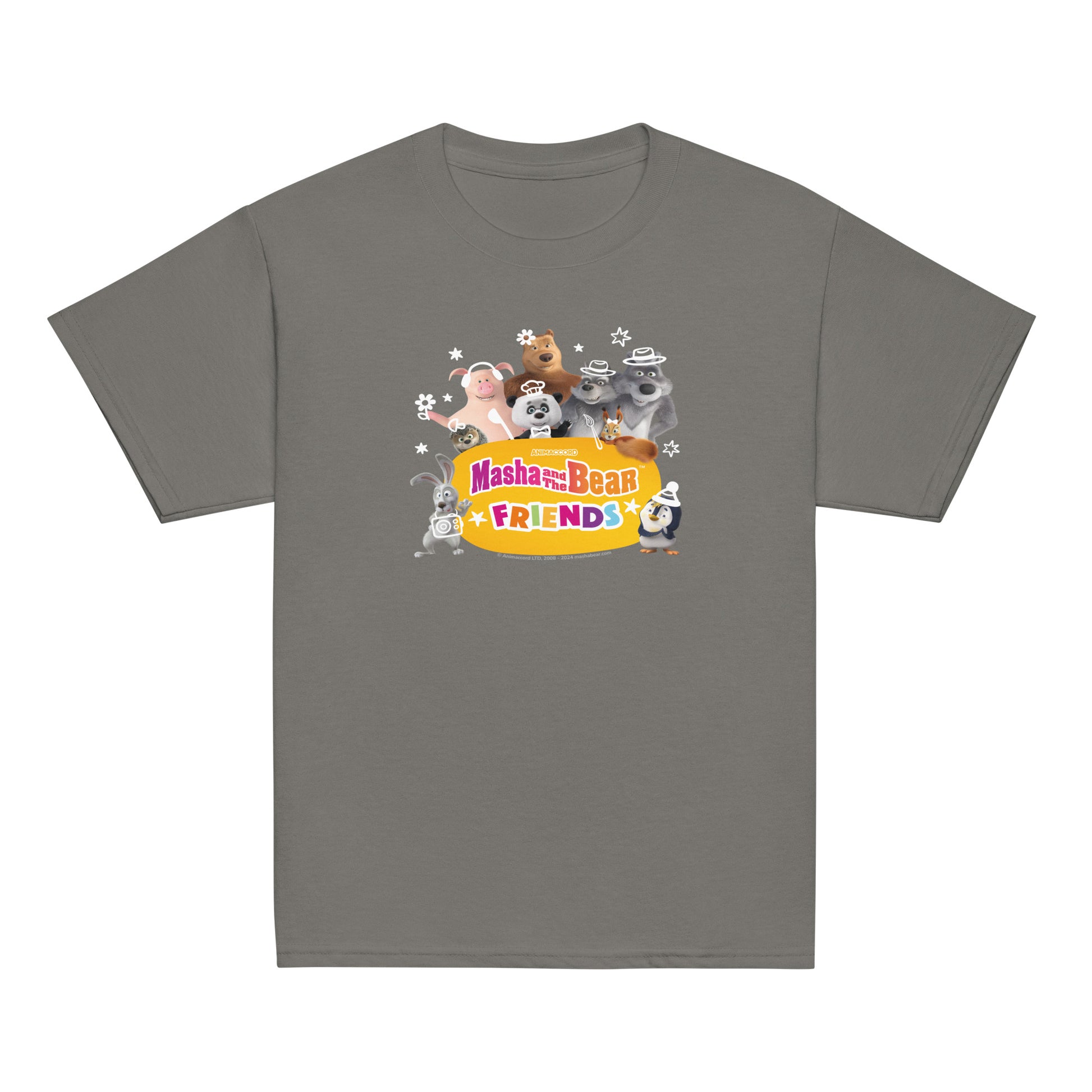 Masha and the Bear Friends Group Photo Youth classic tee Charcoal T-SHIRT