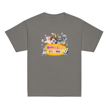 Masha and the Bear Friends Group Photo Youth classic tee Charcoal T-SHIRT