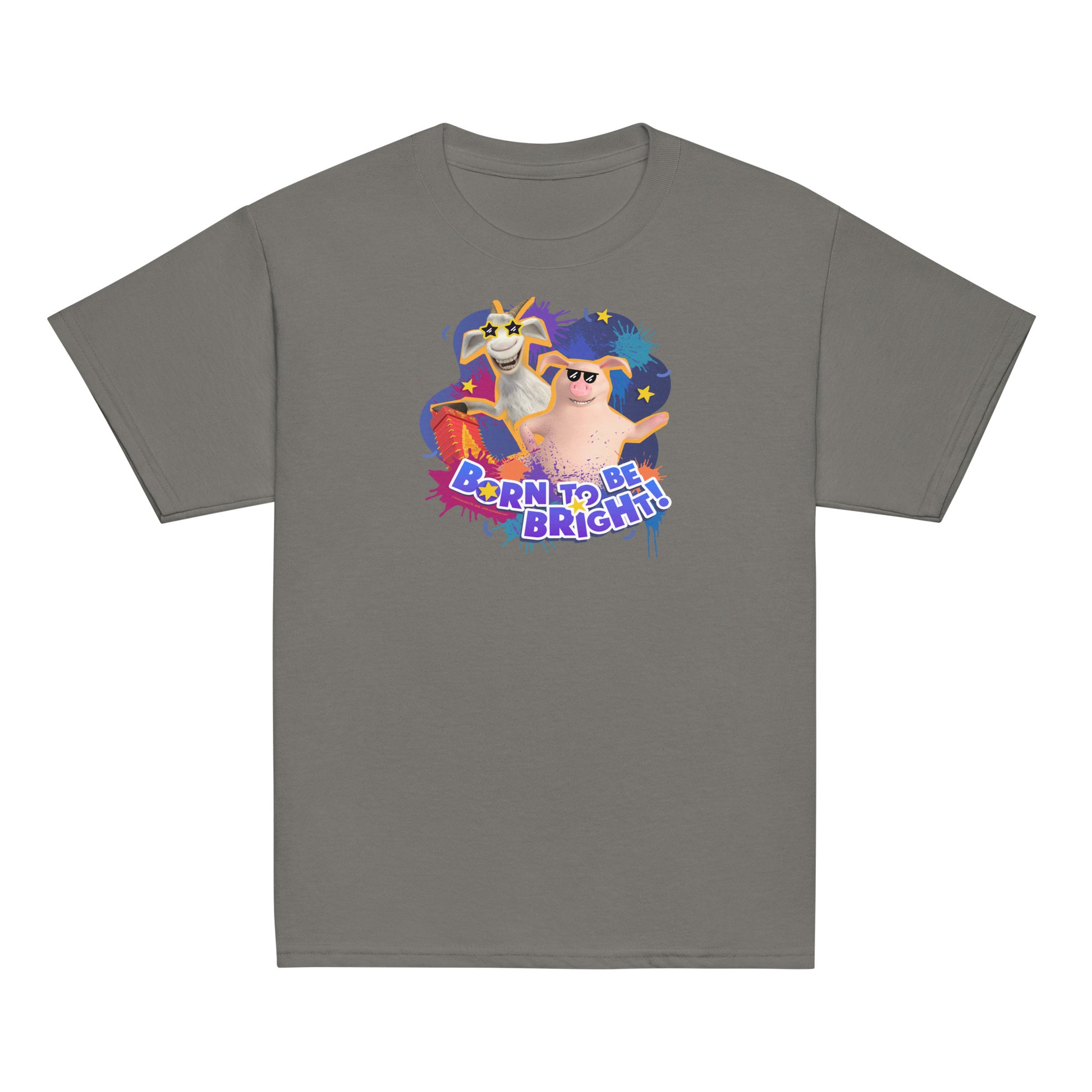 Masha and the Bear Friends Born To Be Bright! Youth classic tee Charcoal T-SHIRT