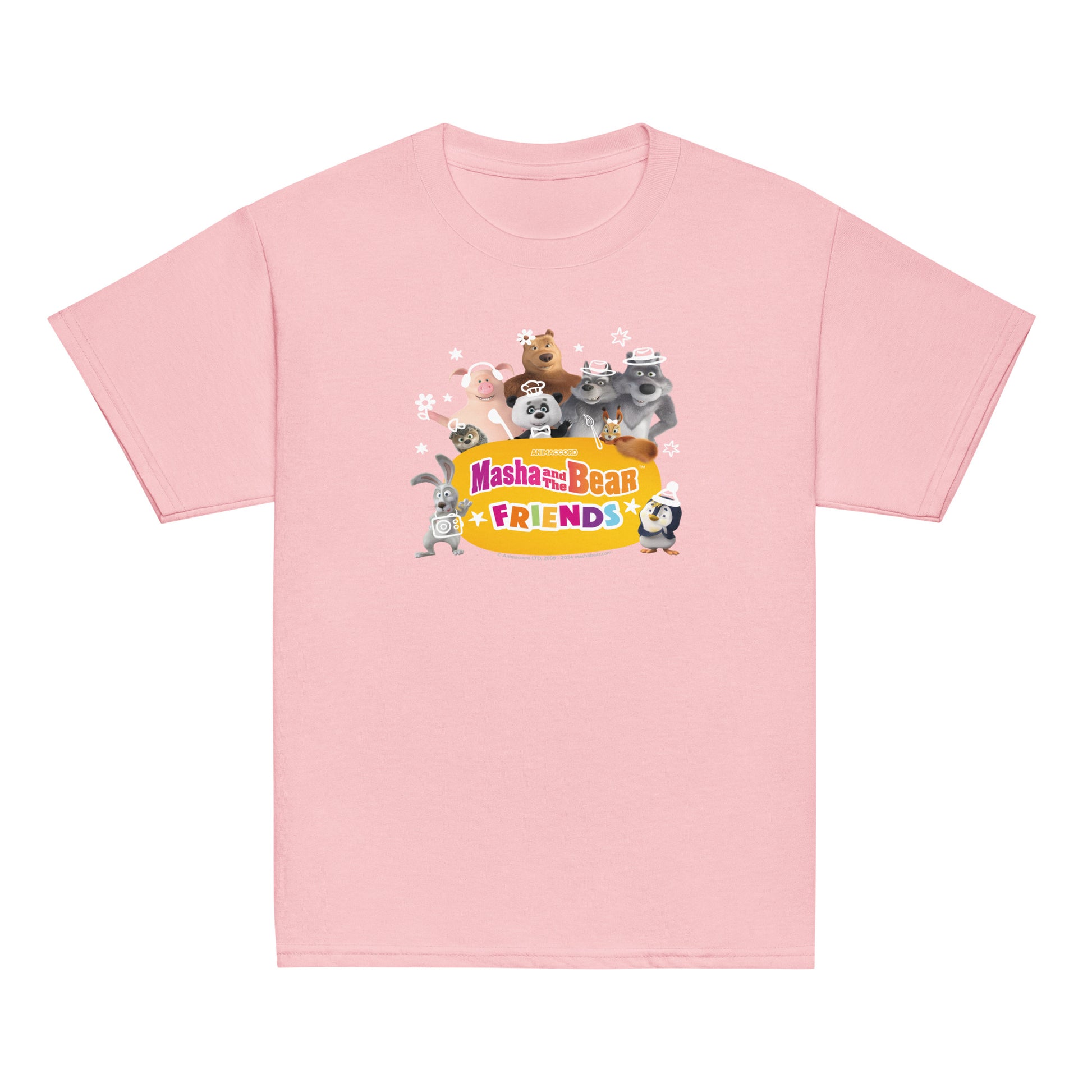 Masha and the Bear Friends Group Photo Youth classic tee Light Pink T-SHIRT