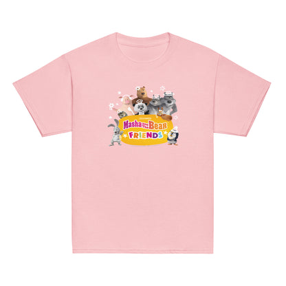 Masha and the Bear Friends Group Photo Youth classic tee Light Pink T-SHIRT