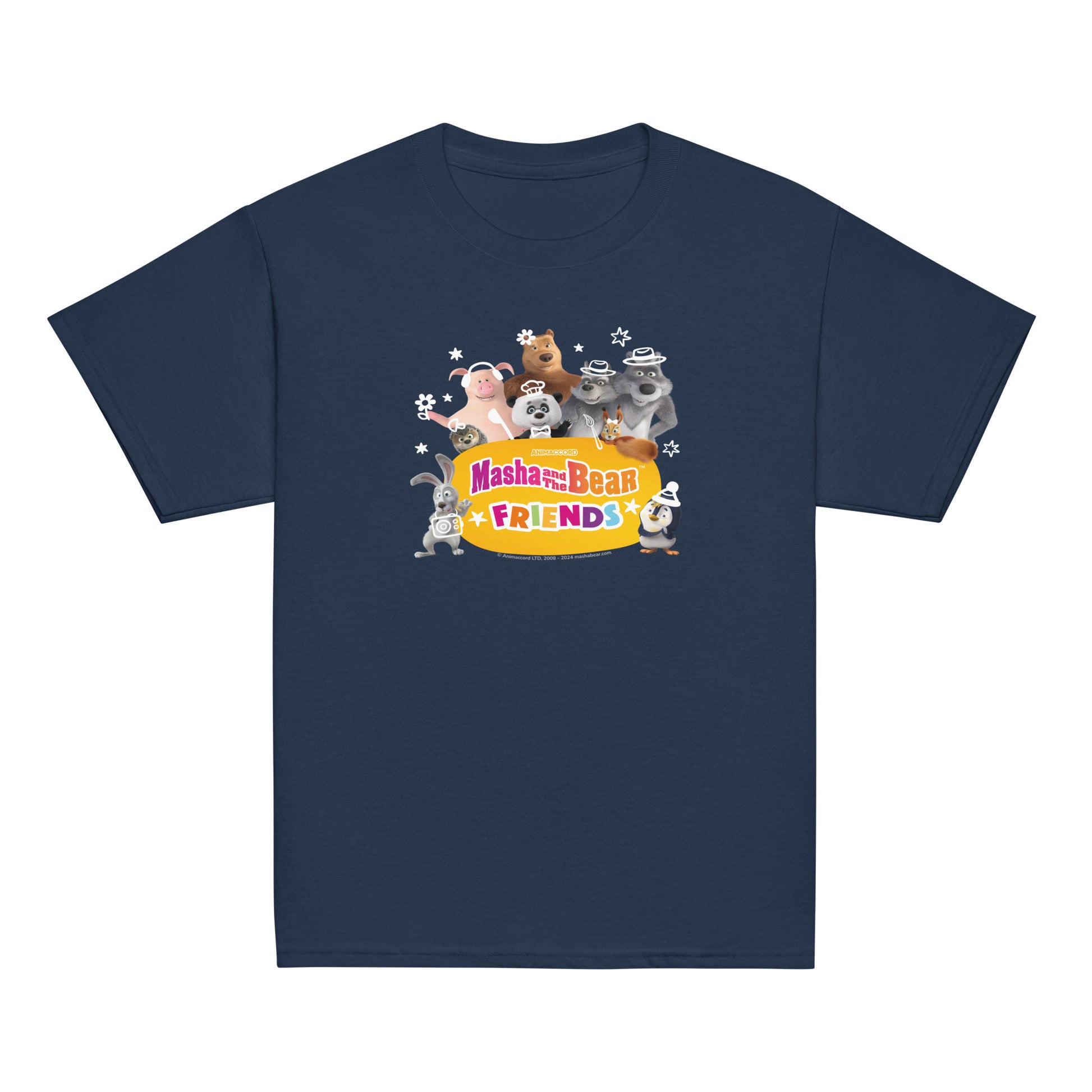 Masha and the Bear Friends Group Photo Youth classic tee Navy T-SHIRT