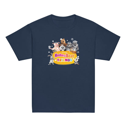 Masha and the Bear Friends Group Photo Youth classic tee Navy T-SHIRT