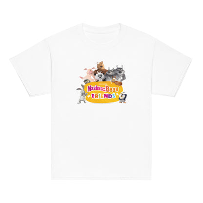 Masha and the Bear Friends Group Photo Youth classic tee White T-SHIRT