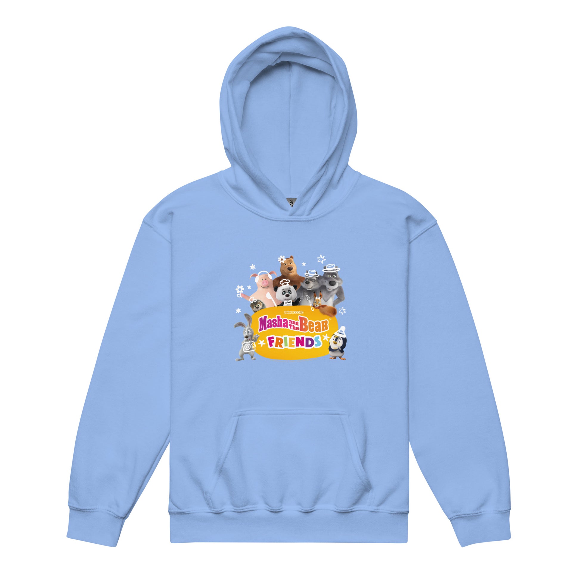 Masha and the Bear Friends Group Photo Youth heavy blend hoodie Carolina Blue T-SHIRT