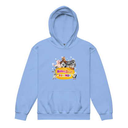 Masha and the Bear Friends Group Photo Youth heavy blend hoodie Carolina Blue T-SHIRT