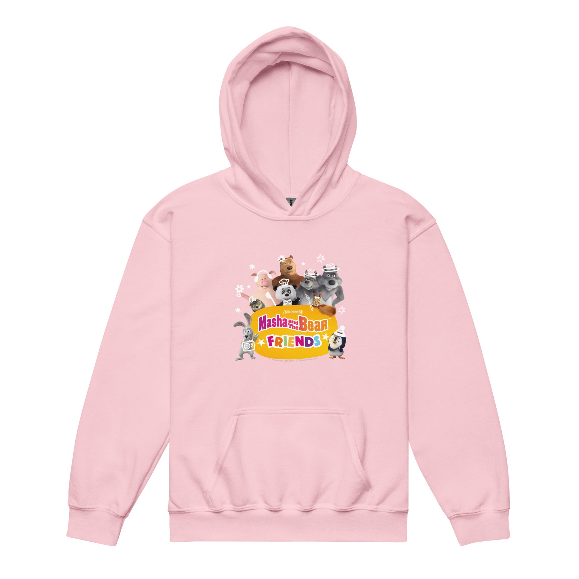 Masha and the Bear Friends Group Photo Youth heavy blend hoodie Light Pink T-SHIRT