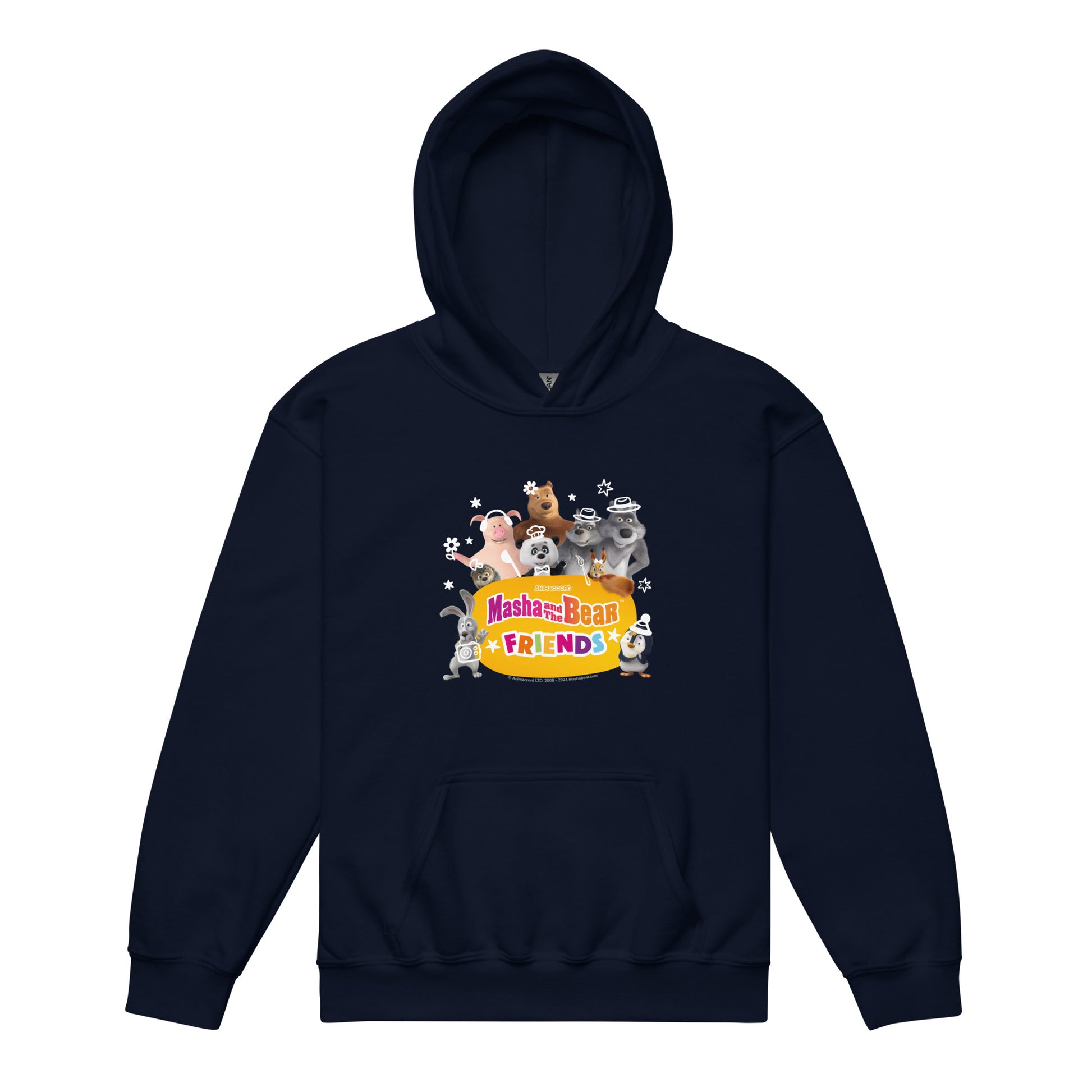 Masha and the Bear Friends Group Photo Youth heavy blend hoodie Navy T-SHIRT