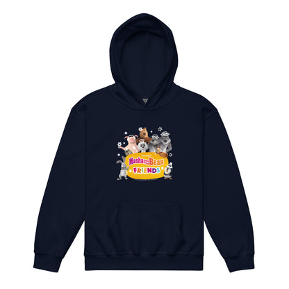Masha and the Bear Friends Group Photo Youth heavy blend hoodie Navy T-SHIRT