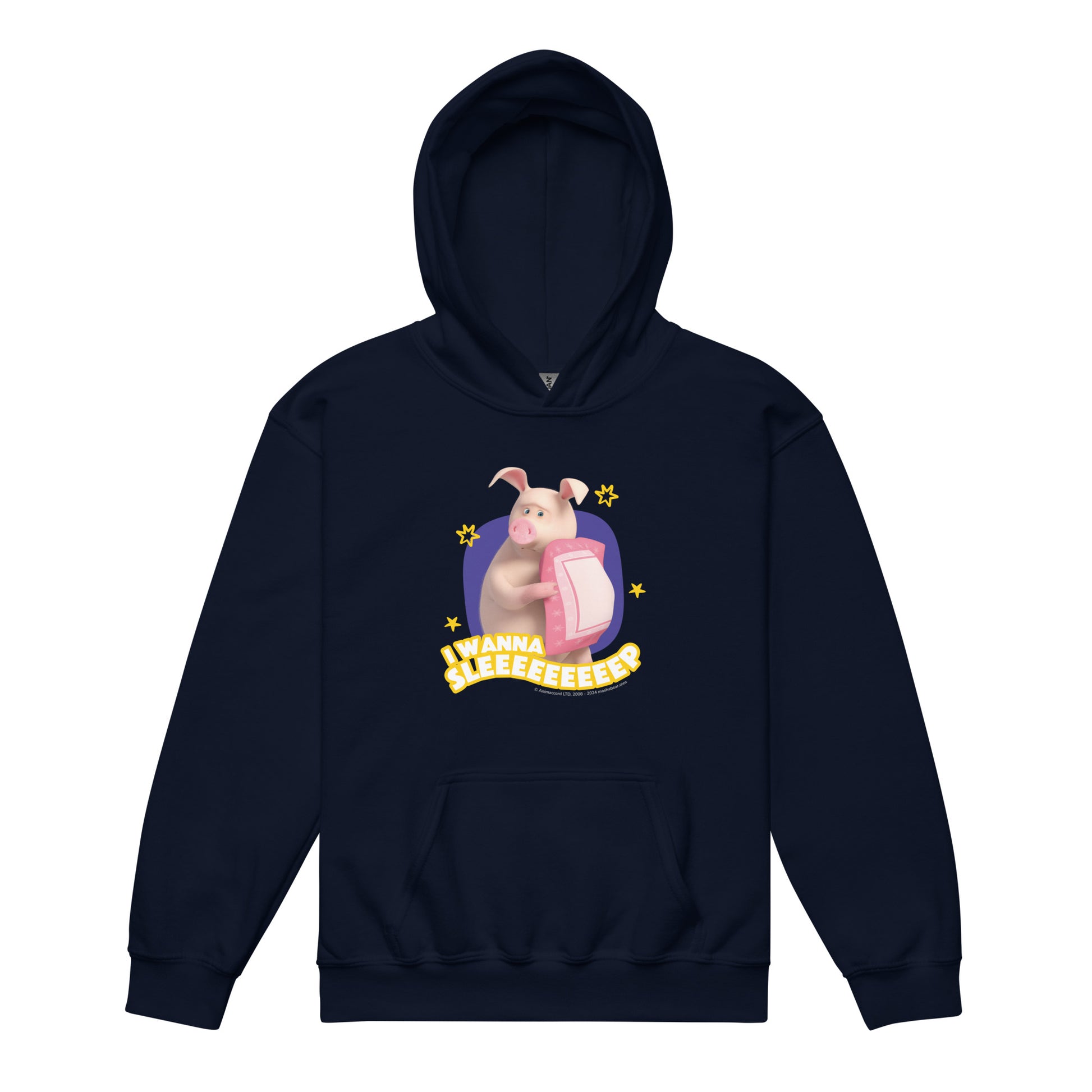 Masha and the Bear Friends I Wanna Sleep Youth heavy blend hoodie Navy T-SHIRT