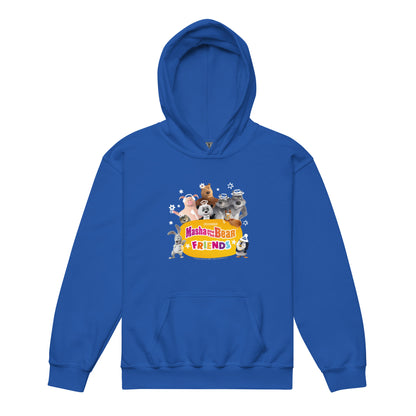 Masha and the Bear Friends Group Photo Youth heavy blend hoodie Royal T-SHIRT
