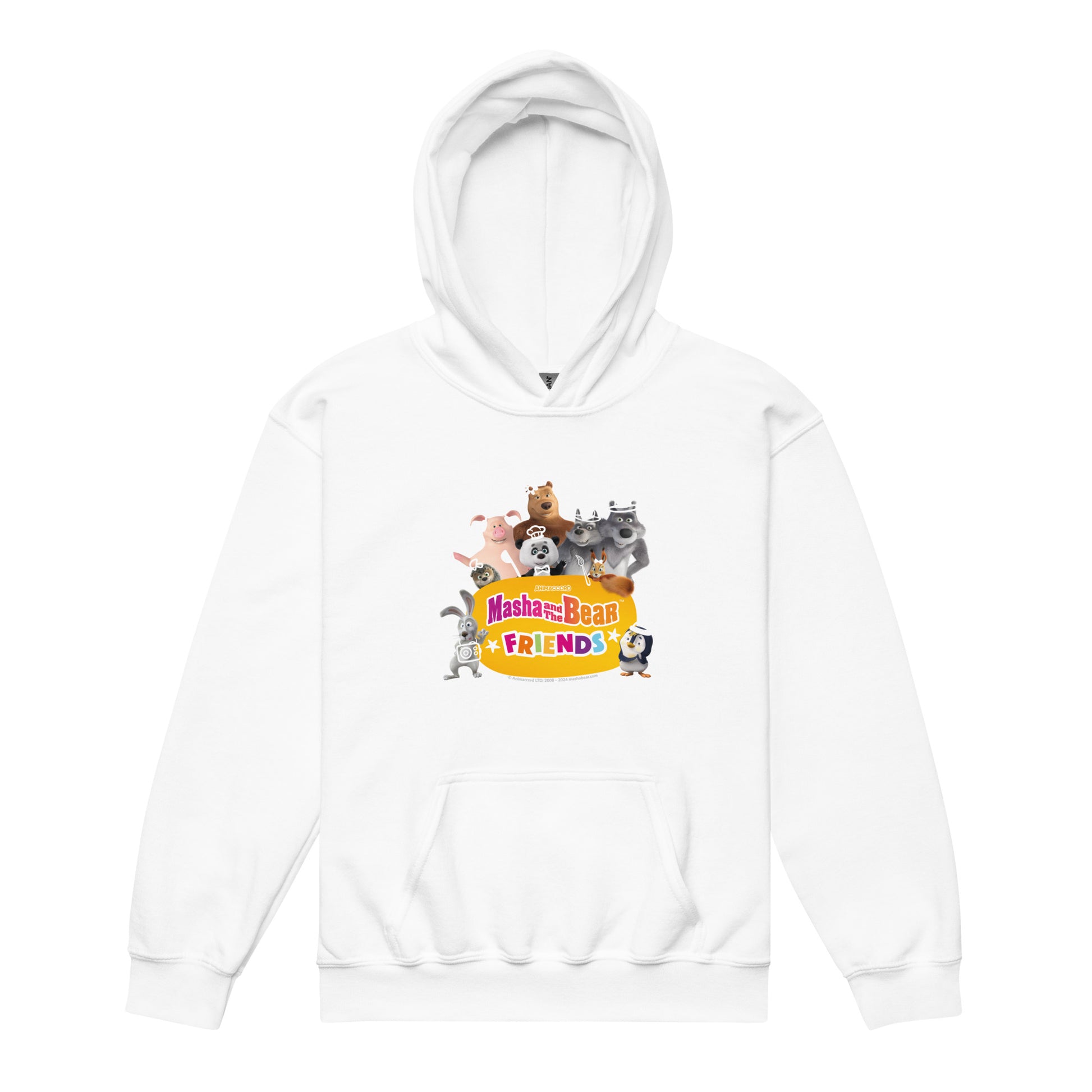 Masha and the Bear Friends Group Photo Youth heavy blend hoodie White T-SHIRT
